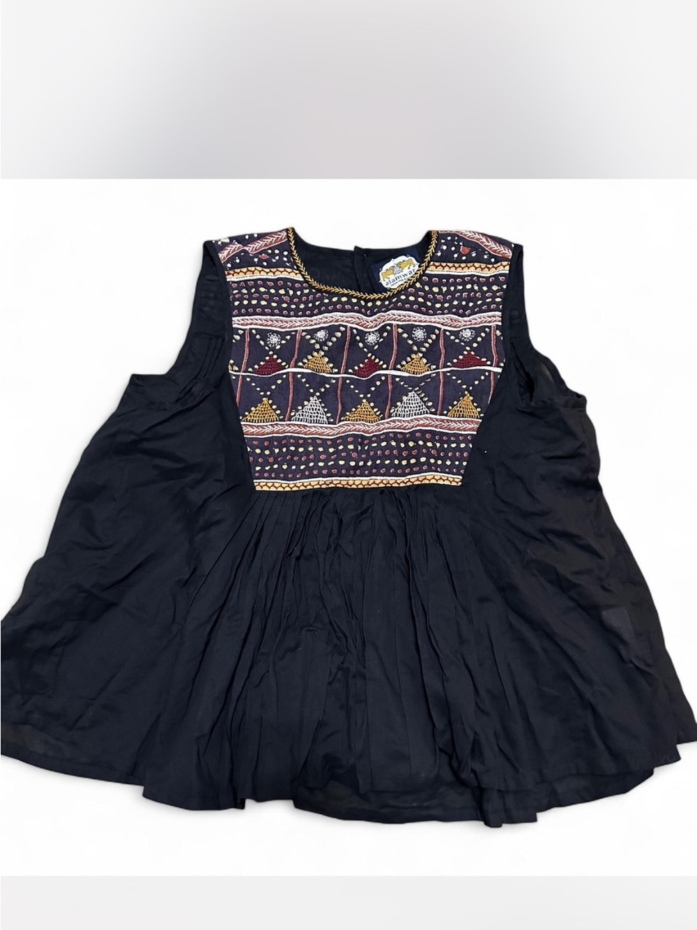 ALAMWAR  Black Embroidered Women's Choli Top Size M Handcrafted in India